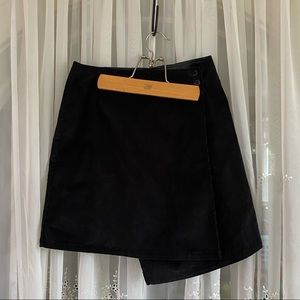 Black Corduroy Wrap Skirt